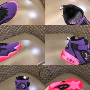 Giày LV Sneakers da thật tím phối hồng cá tính - Ảnh 8