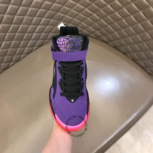 Giày LV Sneakers da thật tím phối hồng cá tính - Ảnh 7