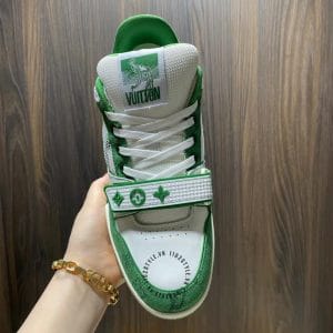 Giày Louis Vuitton Sneaker Tranier trắng phối xanh lá độc lạ - Ảnh 5