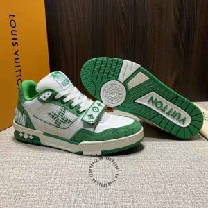 Giày Louis Vuitton Sneaker Tranier trắng phối xanh lá độc lạ - Ảnh 4