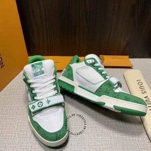 Giày Louis Vuitton Sneaker Tranier trắng phối xanh lá độc lạ - Ảnh 3