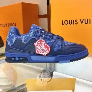 LV Sneakers Tranier xanh navy họa tiết monogram - Hình ảnh 4