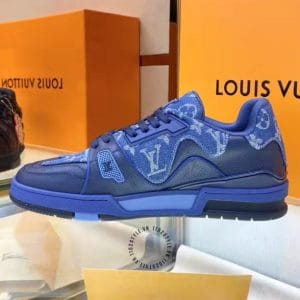 LV Sneakers Tranier xanh navy họa tiết monogram - Hình ảnh 5