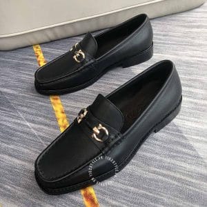 Giày Lười Salvatore Ferragamo màu đen logo vàng hàng hiệu - Ảnh 4