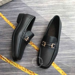 Giày Lười Salvatore Ferragamo màu đen logo vàng hàng hiệu - Ảnh 3