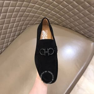 Giày Lười Salvatore Ferragamo da lộn logo đen hàng hiệu - Ảnh 5