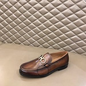 Giày lười Salvatore Ferragamo màu nâu da bóng logo vàng - Hình ảnh 6