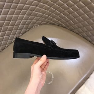 Giày Lười Salvatore Ferragamo da lộn logo đen hàng hiệu - Ảnh 7
