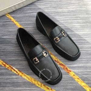 Giày Lười Salvatore Ferragamo màu đen logo vàng hàng hiệu - Ảnh 2