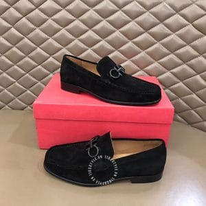 Giày Lười Salvatore Ferragamo da lộn logo đen hàng hiệu - Ảnh 3