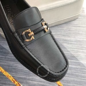 Giày Lười Salvatore Ferragamo màu đen logo vàng hàng hiệu - Ảnh 6