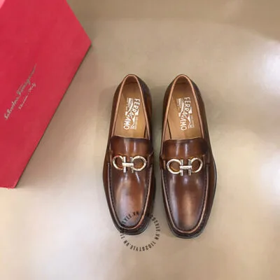 Giày lười Salvatore Ferragamo màu nâu da bóng bán chạy nhất tại Hà Nội