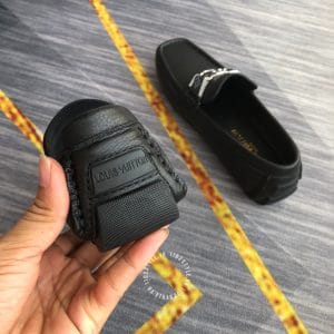 Giày lười Louis Vuitton nam siêu cấp màu đen logo đen - Hình ảnh 8
