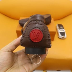 Giày lười Louis Vuitton super fake màu nâu logo vàng sang trọng - Hình ảnh 9