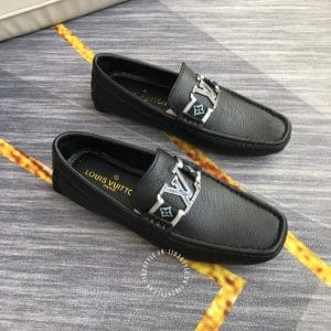 Giày lười Louis Vuitton nam siêu cấp màu đen logo đen - Hình ảnh 3