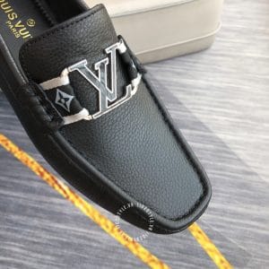 Giày lười Louis Vuitton nam siêu cấp màu đen logo đen - Hình ảnh 5