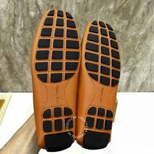 Giày Louis Vuitton Moca nam màu cam logo LV viền vàng cao cấp - Hình ảnh 4