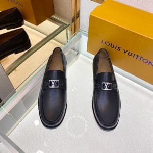 Giày lười Louis Vuitton nam da bò màu đen logo LV giá tốt - Ảnh 2