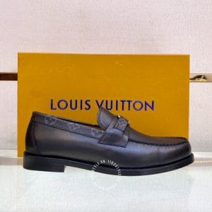 Giày lười Louis Vuitton nam da bò màu đen logo LV giá tốt - Ảnh 6