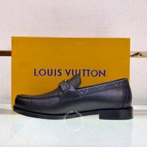 Giày lười Louis Vuitton nam da bò màu đen logo LV giá tốt - Ảnh 7