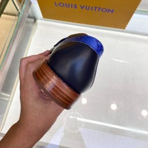 Giày lười Louis Vuitton nam màu xanh đế phíp gỗ logo LV - Ảnh 9