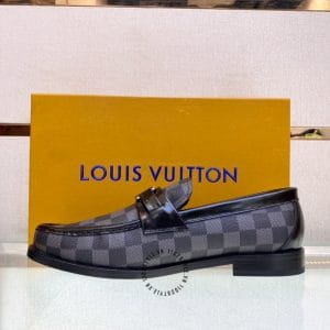 Giày lười Louis Vuitton nam màu ghi đen họa tiết caro - Hình ảnh 7