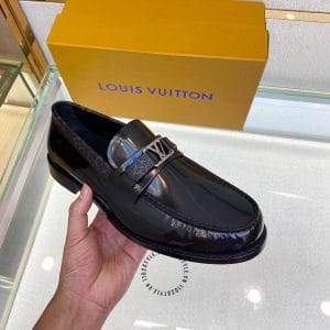 Giày Louis Vuitton nam loafer màu đen họa tiết Monogram - Hình ảnh 5