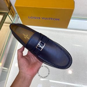 Giày Louis Vuitton loafer nam màu xanh logo LV cao cấp - Hình ảnh 4
