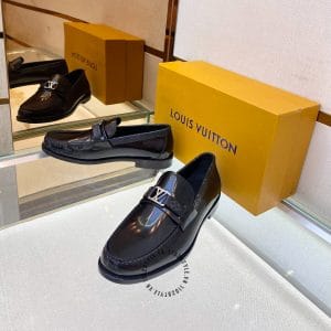 Giày Louis Vuitton nam loafer màu đen họa tiết Monogram - Hình ảnh 4
