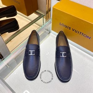 Giày Louis Vuitton loafer nam màu xanh logo LV cao cấp - Hình ảnh 2