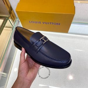 Giày Louis Vuitton loafer nam màu xanh logo LV cao cấp - Hình ảnh 5