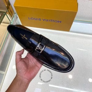 Giày Louis Vuitton nam loafer màu đen họa tiết Monogram - Hình ảnh 3
