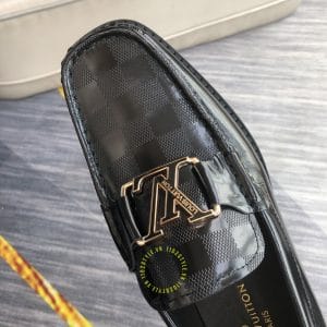 Giày lười Louis Vuitton nam màu đen họa tiết caro siêu cấp - Ảnh 6