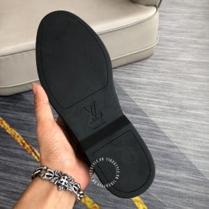Giày lười Louis Vuitton nam da sần màu xanh than bản siêu cấp - Ảnh 9