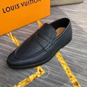 Giày lười Louis Vuitton nam da sần màu xanh than bản siêu cấp - Ảnh 5