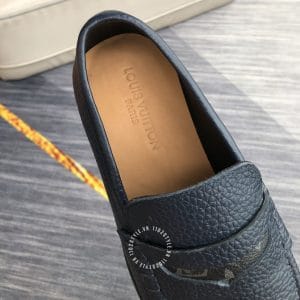 Giày lười Louis Vuitton nam da sần màu xanh than bản siêu cấp - Ảnh 7