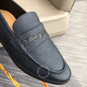 Giày lười Louis Vuitton nam da sần màu xanh than bản siêu cấp - Ảnh 6