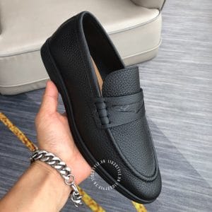 Giày lười Louis Vuitton nam da sần màu đen siêu cấp giá tốt - Ảnh 4