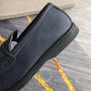 Giày lười Louis Vuitton nam siêu cấp da sần màu xanh than logo LV - Ảnh 7