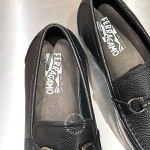 Giày Lười Nam Salvatore Ferragamo đen da sần logo đen chì - Hình ảnh 5