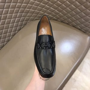 Giày lười Salvatore Ferragamo màu đen logo đen cao cấp - Ảnh 5