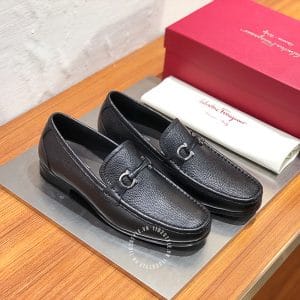 Giày Lười Nam Salvatore Ferragamo đen da sần logo đen chì - Hình ảnh 3