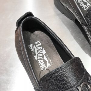 Giày lười nam cao cấp Sanvatore Ferragamo màu đen da sần - Ảnh 7