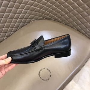 Giày lười Salvatore Ferragamo màu đen logo đen cao cấp - Ảnh 6