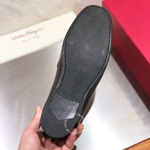 Giày Lười Nam Salvatore Ferragamo đen da sần logo đen chì - Hình ảnh 8