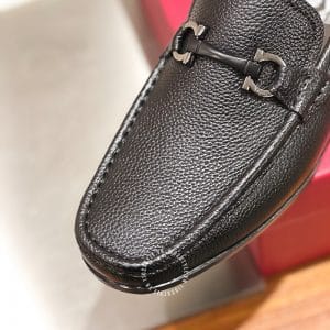 Giày Lười Nam Salvatore Ferragamo đen da sần logo đen chì - Hình ảnh 6