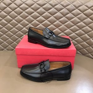 Giày lười Salvatore Ferragamo màu đen logo đen cao cấp - Ảnh 2