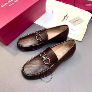 Giày Lười Nam Salvatore Ferragamo màu nâu da sần hàng hiệu - Ảnh 2