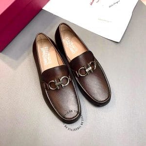 Giày Lười Nam Salvatore Ferragamo màu nâu da sần hàng hiệu - Ảnh 3