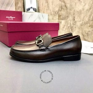 Giày Lười Nam Salvatore Ferragamo màu nâu da sần hàng hiệu - Ảnh 5